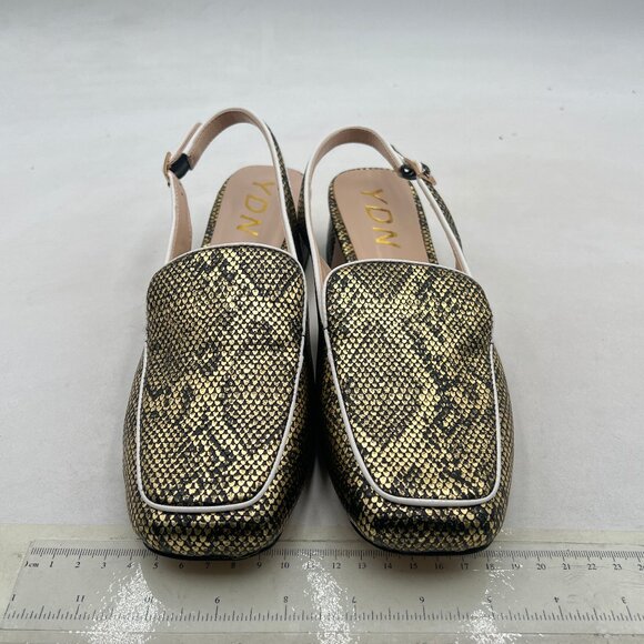 YDN Snake Square Toe Block Low Heels Slingback Formal Loafer Dressy Shoes Pump - Picture 3 of 8